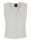 PLAIN WHITE VEST WITH BUTTONS IN TECHNO FABRIC WOMAN