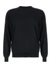 Plain Girocollo In Lana Seta Cachemire In Black