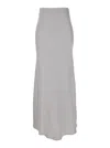 Plain Floor-length Skirt With High Waist And Smooth Finish In Grey