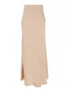 Plain Flowing Long Skirt With Subtle Side Slit In Pink