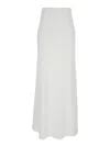 Plain Floor-length Skirt With Fitted Waistband And Flowing Silhouette In White