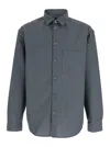 Plain Grey Button-down Shirt With Textured Fabric And Versatile Silhouette In Grey