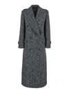 Plain Grey Double-breasted Coat With Wide Notched Revers In Gray