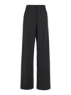 Plain Straight Blue Pants With Belt Loops In Grey