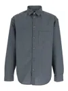 Plain Grey Button-down Shirt With Textured Fabric And Versatile Silhouette In Grey