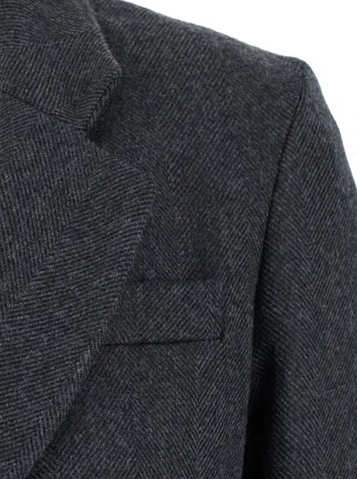 PLAIN GREY SINGLE-BREASTED LONG COAT WITH NOTCHED REVERS IN FABRIC WOMAN