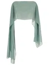 Plain Grey Stole With Boat Neckline In Sheer Fabric Woman
