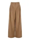 Plain Beige Pants With Pences In Brown