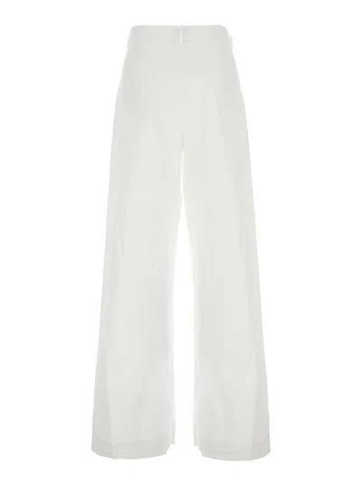 Plain High Waist Wide-leg Trousers In White