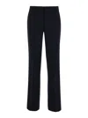 Plain Straight Blue Pants With Belt Loops In Black