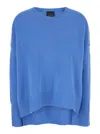 Plain Light Blue Oversized Crewneck Sweater In Blue