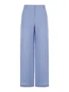 Plain Light-blue Wide Leg Pants In Blue