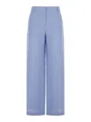 Plain Light-blue Wide Leg Pants