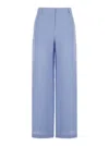 Plain Light-blue Wide Leg Pants In Blue