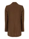 PLAIN BROWN OPEN JACKET WITH SHAWL COLLAR IN LINEN AND VISCOSE WOMAN