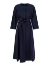 Plain Long Blue Dress With Belt