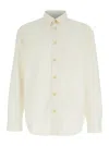 Plain Long-sleeved Shirt With Classic Collar And Contrasting Buttons In White