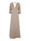 Plain Long Sleeves Maxi Dress In Brown