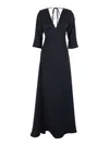 Plain Long Sleeves Maxi Dress In Blue