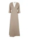Plain Long Sleeves Maxi Dress In Brown