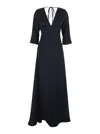 Plain Black Maxi Dress With Front And Rear V Neck And Maxi Bow On The Rear In Black