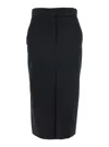Plain Long Slits Skirt In Black