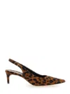 Plain 'luisa' Brown Slingback Pumps With Medium Stiletto Heel And Leopard Print All-over In Ecofur Woman