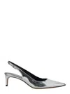Plain 'luisa' Metallic Slingback Pumps With Medium Stiletto Heel And Mirror Effect In Leather Woman