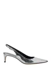 Plain 'luisa' Metallic Slingback Pumps With Medium Stiletto Heel And Mirror Effect In Leather Woman