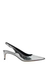 Plain 'luisa' Metallic Slingback Pumps With Medium Stiletto Heel And Mirror Effect In Leather Woman