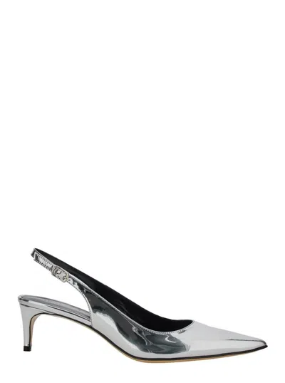 PLAIN 'LUISA' METALLIC SLINGBACK PUMPS WITH MEDIUM STILETTO HEEL AND MIRROR EFFECT