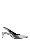 Plain 'luisa' Metallic Slingback Pumps With Medium Stiletto Heel And Mirror Effect In Leather Woman