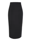 Plain Midi Black Pencil Skirt In Fabric