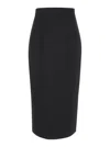 Plain Midi Black Pencil Skirt In Fabric In Black