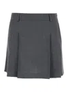 PLAIN GREY PLEATED MINISKIRT IN FABRIC WOMAN