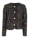 Plain Multicolor Jacket With Round Neck And Front Button Closure In Multi