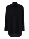 Plain Oversized Black Shirt In Cotton Woman In Black