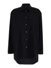 Plain Oversized Black Shirt In Cotton Woman In Black