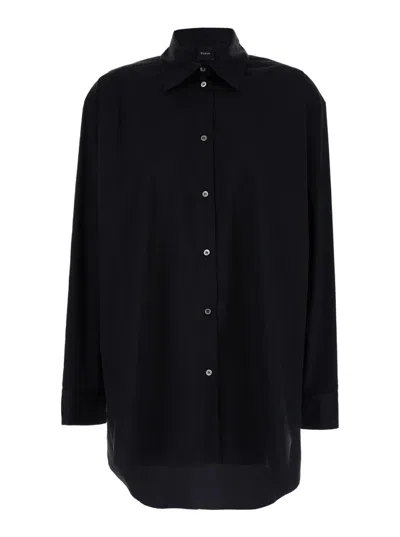 Plain Oversized Black Shirt In Cotton
