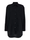 Plain Oversized Black Shirt In Cotton Woman In Black