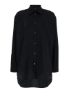 Plain Oversized Black Shirt In Cotton Woman In Black