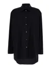 Plain Oversized Black Shirt In Cotton Woman In Black