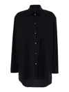 Plain Oversized Black Shirt In Cotton Woman In Black