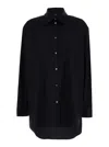 Plain Oversized Black Shirt In Cotton Woman In Black