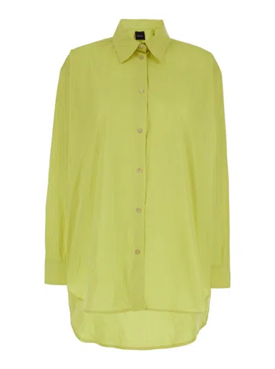 Plain Oversized Lime Shirt In Cotton Woman In Green