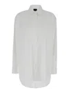 Plain White Shirt With Classic Collar In Cotton Blend Stretch Woman In White