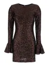 Plain Paillettes Dress In Brown