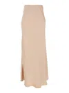 Plain Flowing Long Skirt With Subtle Side Slit In Pink