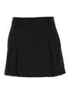 PLAIN BLACK MINI PLEATED SKIRT WITH BELT LOOPS IN FABRIC WOMAN