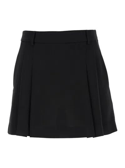 Plain Pleated Mini Skirt In Black
